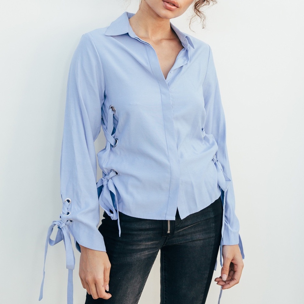 Alpha Omega Metal Eyelet Blouse
